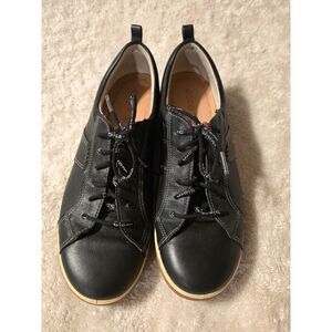 ECCO Chase II Black Leather Tie Sneakers Shoes Low Top Women's Size 39 US 8-8.5